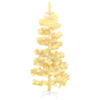 Kunstkerstboom met verlichting en standaard 150 cm PVC wit 2