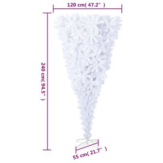 Kunstkerstboom met standaard omgekeerd 240 cm wit 7