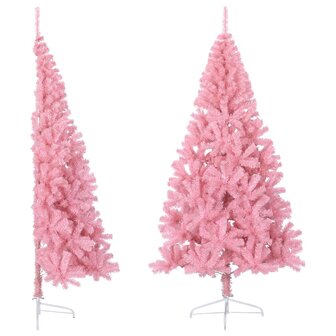 Kunstkerstboom met standaard half 180 cm PVC roze 1