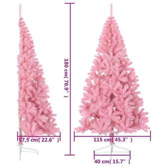 Kunstkerstboom met standaard half 180 cm PVC roze 9