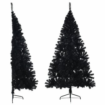 Kunstkerstboom met standaard half 240 cm PVC zwart 1