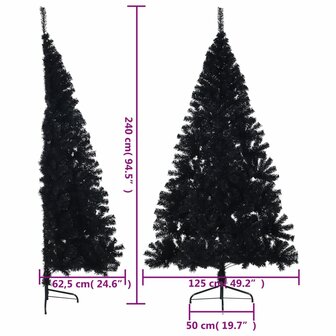 Kunstkerstboom met standaard half 240 cm PVC zwart 9