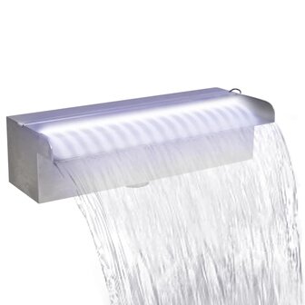 Zwembadwaterval met LED&amp;apos;s rechthoekig 30 cm roestvrij staal 1