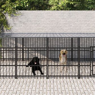 Hondenkennel met dak 11,26 m&sup2; staal 1