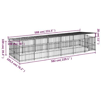 Hondenkennel met dak 11,26 m&sup2; staal 7