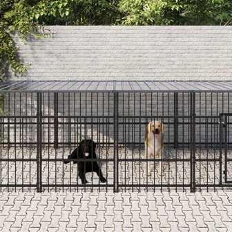 Hondenkennel met dak 13,14 m&sup2; staal 1