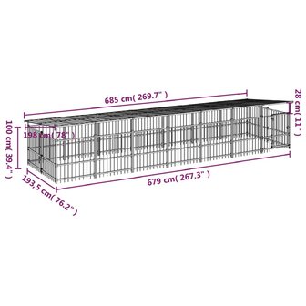 Hondenkennel met dak 13,14 m&sup2; staal 7