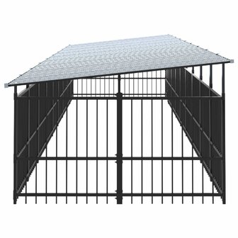 Hondenkennel voor buiten met dak 16,89 m&sup2; staal 4