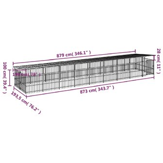 Hondenkennel voor buiten met dak 16,89 m&sup2; staal 7