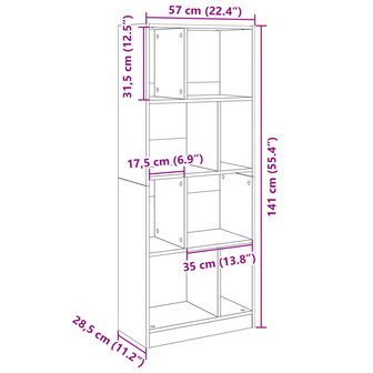 Boekenkast 57x28,5x141 cm bewerkt hout wit 10