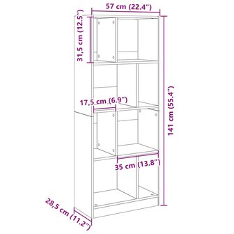 Boekenkast 57x28,5x141 cm bewerkt hout zwart 10