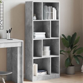 Boekenkast 57x28,5x141 cm bewerkt hout betongrijs 1