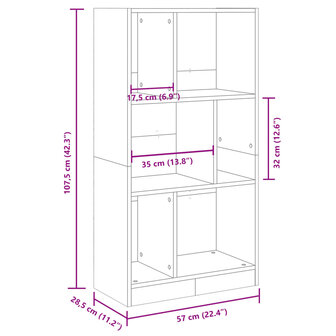 Boekenkast 57x28,5x107,5 cm bewerkt hout wit 9