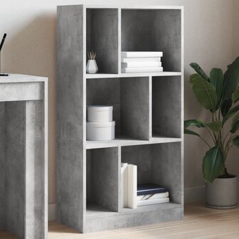 Boekenkast 57x28,5x107,5 cm bewerkt hout betongrijs 1