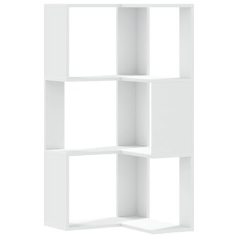 Hoekboekenkast 3-laags 50x50x102 cm bewerkt hout wit 2