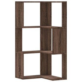 Hoekboekenkast 3-laags 50x50x102 cm bewerkt hout bruin eiken 2