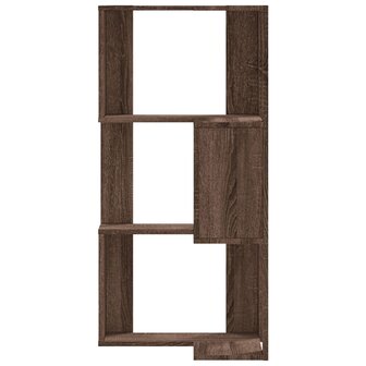 Hoekboekenkast 3-laags 50x50x102 cm bewerkt hout bruin eiken 4