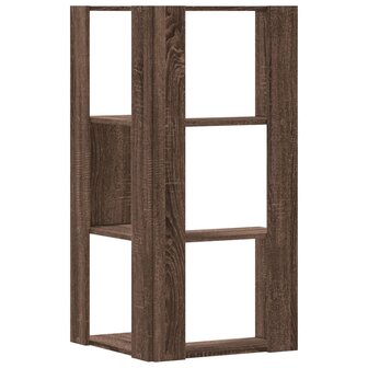 Hoekboekenkast 3-laags 50x50x102 cm bewerkt hout bruin eiken 6