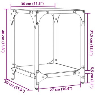 Salontafel met transparant glazen blad 30x30x40 cm staal 9