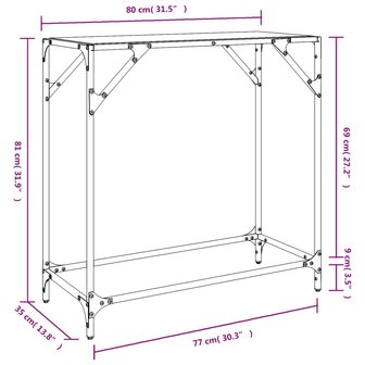 Wandtafel met zwart glazen blad 60x35x81 cm staal 9