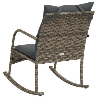 Tuinschommelstoel met kussens poly rattan grijs 6