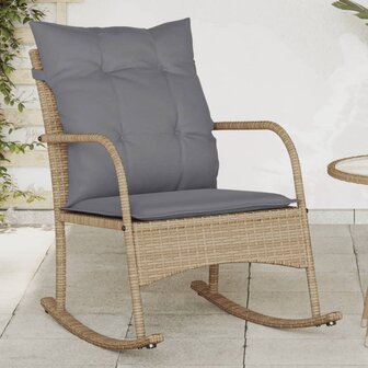 Tuinschommelstoel met kussens poly rattan beige 1