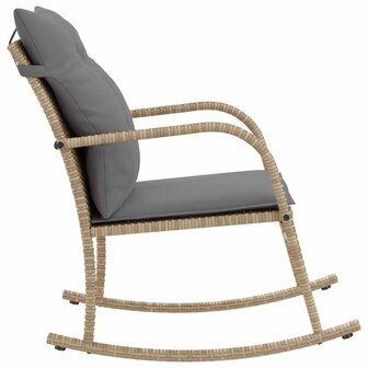 Tuinschommelstoel met kussens poly rattan beige 5