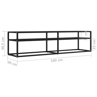 Tv-meubel 160x40x40,5 cm gehard glas zwartmarmerkleurig 7