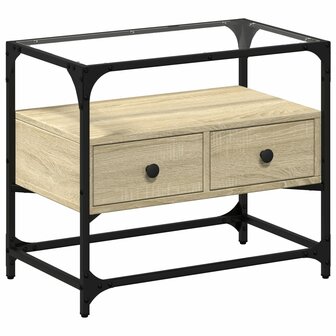 Tv-meubel met glazen blad 60x35x51 cm bewerkt hout sonoma eiken 2