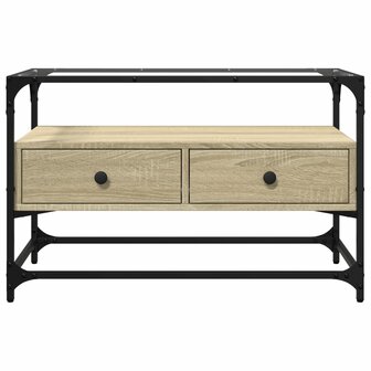 Tv-meubel met glazen blad 80x35x51 cm hout sonoma eikenkleurig 4