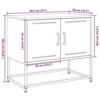 Tv-meubel 68,5x39x60,5 cm staal antracietkleurig 12