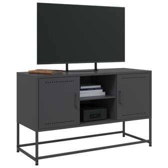 Tv-meubel 100,5x39x60,5 cm staal zwart 4