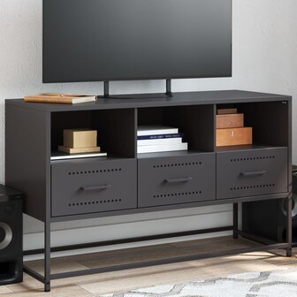 Tv-meubel 100,5x39x60,5 cm staal zwart 1