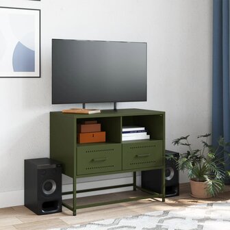 Tv-meubel 68x39x60,5 cm staal olijfgroen 3