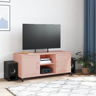 Tv-meubel 100,5x39x43,5 cm koudgewalst staal roze 3