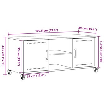 Tv-meubel 100,5x39x43,5 cm koudgewalst staal roze 12