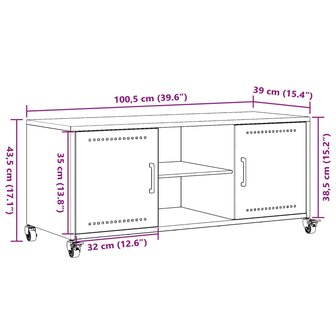 Tv-meubel 100,5x39x43,5 cm koudgewalst staal olijfgroen 12