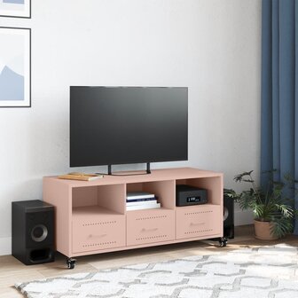 Tv-meubel 100,5x39x43,5 cm koudgewalst staal roze 3