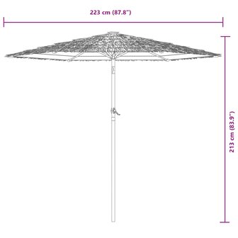 Parasol met stalen paal 223x223x213 cm blauw 11