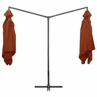 Parasol dubbel met stalen paal 250x250 cm terracottakleurig 3