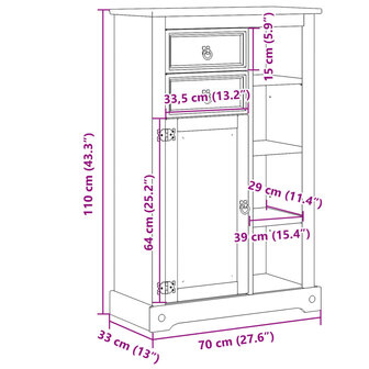 Badkamerkast Corona 70x33x110 cm massief grenenhout 10