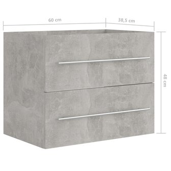 Wastafelkast 60x38,5x48 cm bewerkt hout betongrijs 8