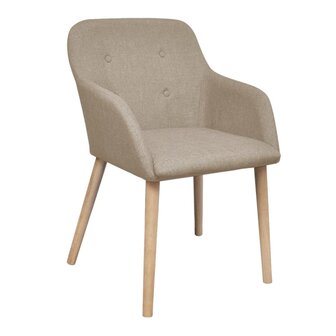 Eetkamerstoelen 2 st stof en massief eikenhout beige 2