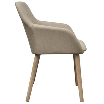 Eetkamerstoelen 2 st stof en massief eikenhout beige 4