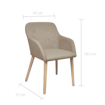 Eetkamerstoelen 2 st stof en massief eikenhout beige 6