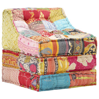 Poef modulair stof patchwork 1