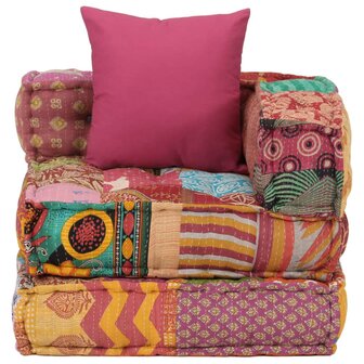 Poef modulair met kussen patchwork stof 3