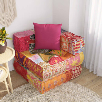 Poef modulair met kussen patchwork stof 8