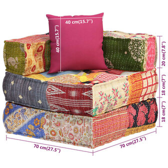 Poef modulair met kussen patchwork stof 9