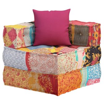 Poef modulair met kussen patchwork stof 12